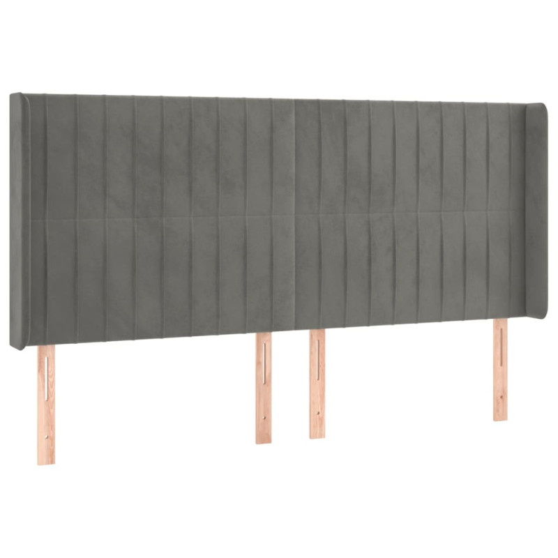 Zagłówek do łóżka z LED, jasnoszary, 163x16x118/128 cm, aksamit