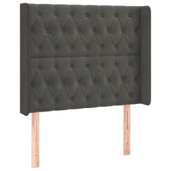 Zagłówek do łóżka z LED, ciemnoszary, 103x16x118/128cm, aksamit