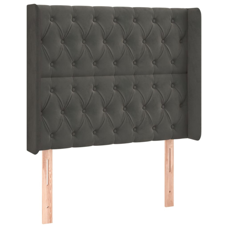 Zagłówek do łóżka z LED, ciemnoszary, 103x16x118/128cm, aksamit