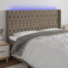 Zagłówek do łóżka z LED, taupe, 203x16x118/128 cm, tkanina