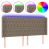 Zagłówek do łóżka z LED, taupe, 203x16x118/128 cm, tkanina