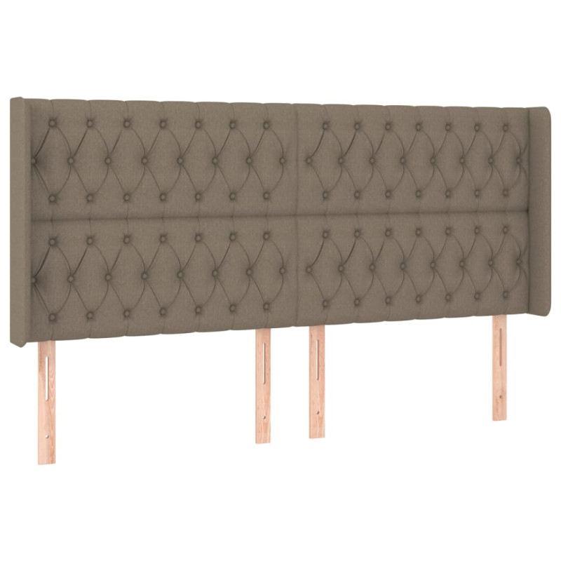 Zagłówek do łóżka z LED, taupe, 203x16x118/128 cm, tkanina