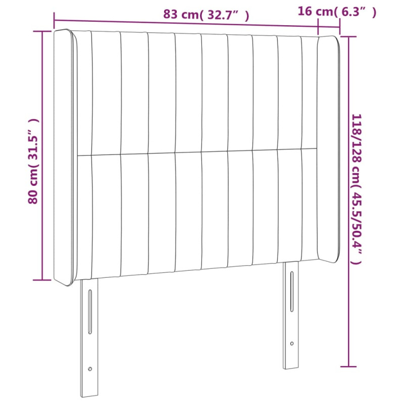 Zagłówek do łóżka z LED, różowy, 83x16x118/128 cm, aksamit