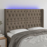 Zagłówek do łóżka z LED, taupe, 163x16x118/128 cm, tkanina