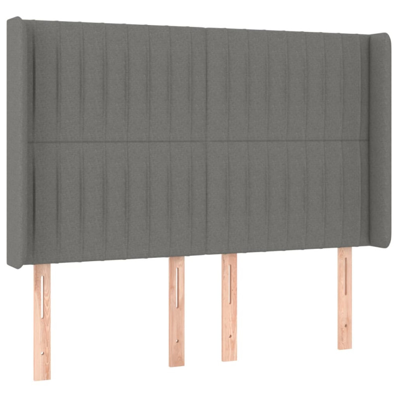 Zagłówek do łóżka z LED, ciemnoszary, 147x16x118/128cm, tkanina