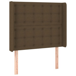 Zagłówek do łóżka z LED ciemnobrązowy, 93x16x118/128 cm tkanina