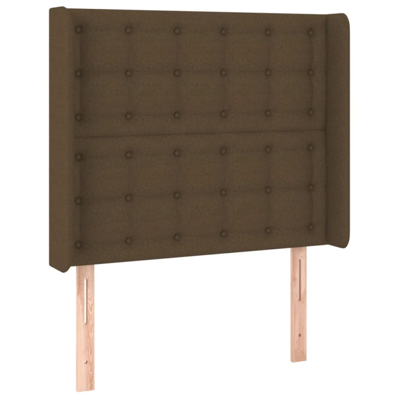 Zagłówek do łóżka z LED ciemnobrązowy, 93x16x118/128 cm tkanina
