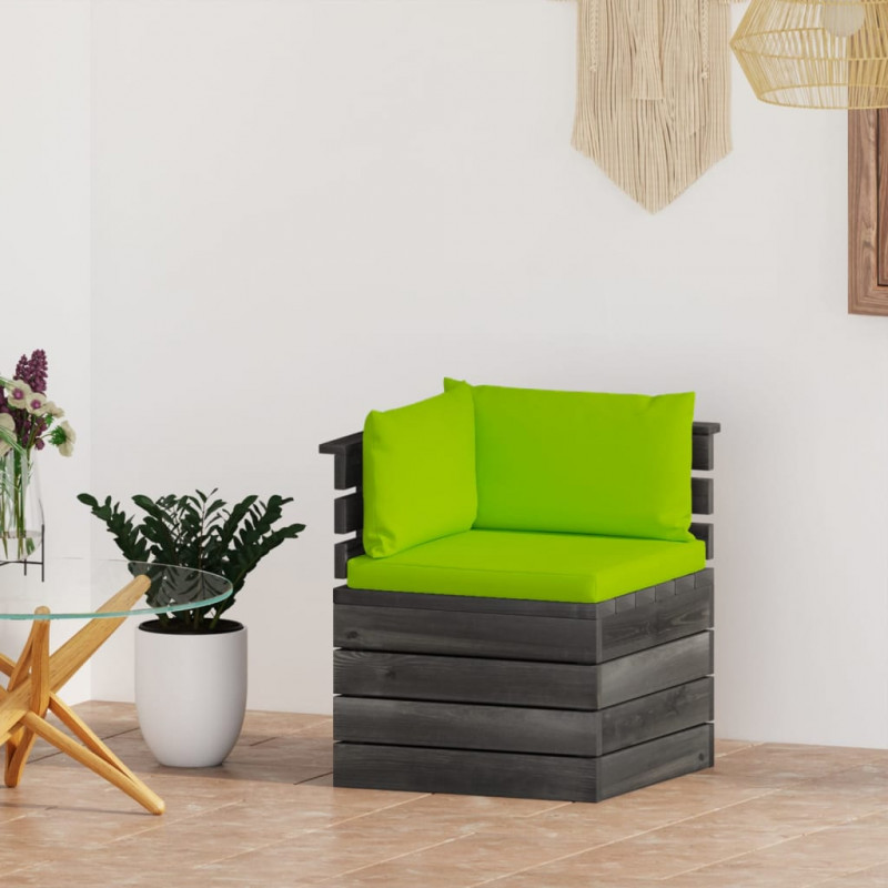 Ogrodowa sofa narożna z palet, z poduszkami, drewno sosnowe