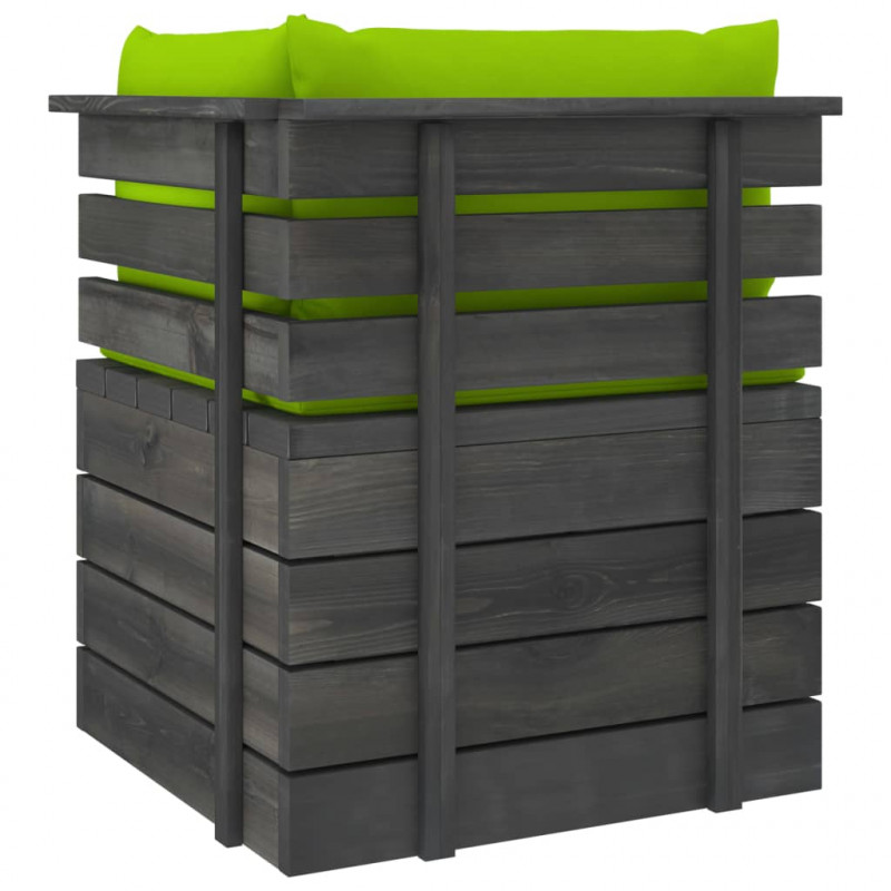 Ogrodowa sofa narożna z palet, z poduszkami, drewno sosnowe