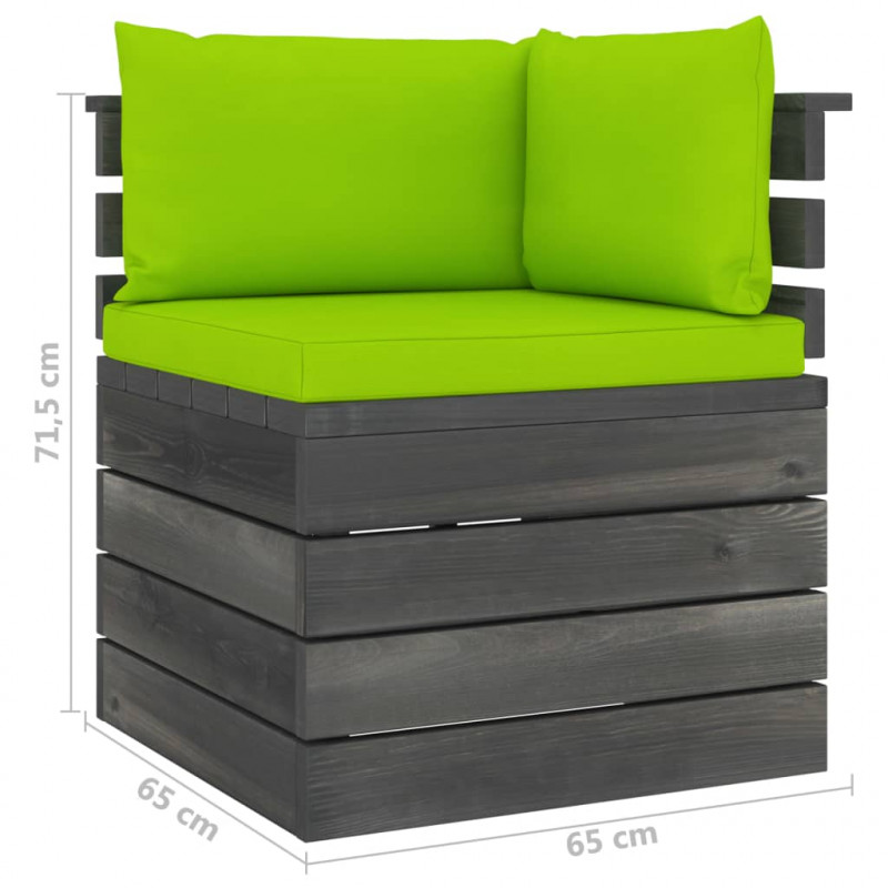 Ogrodowa sofa narożna z palet, z poduszkami, drewno sosnowe