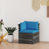 Ogrodowa sofa narożna z palet, z poduszkami, drewno sosnowe