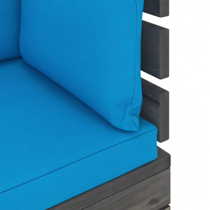Ogrodowa sofa narożna z palet, z poduszkami, drewno sosnowe