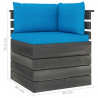 Ogrodowa sofa narożna z palet, z poduszkami, drewno sosnowe