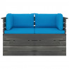 Ogrodowa sofa 2-osobowa z palet, z poduszkami, drewno sosnowe