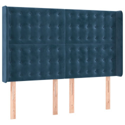 Zagłówek do łóżka z LED ciemnoniebieski, 147x16x118/128 cm