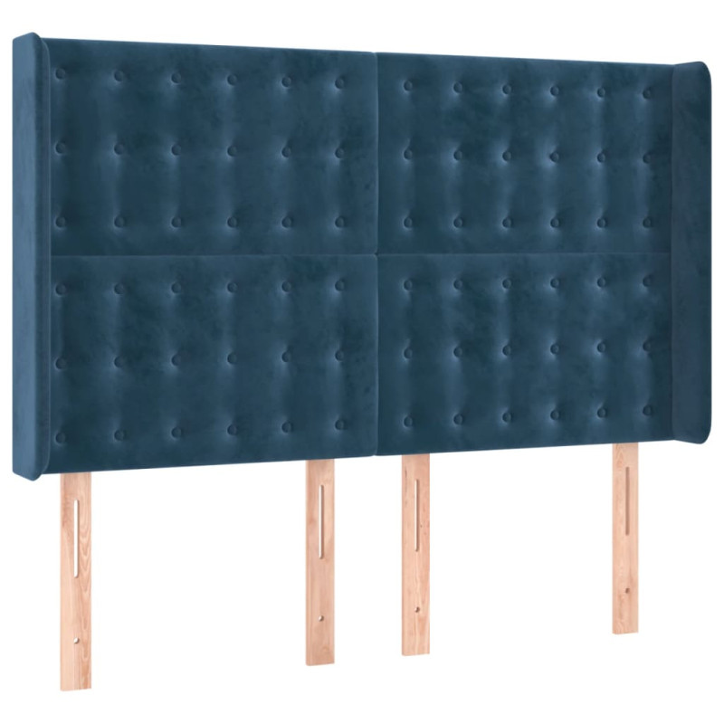 Zagłówek do łóżka z LED ciemnoniebieski, 147x16x118/128 cm