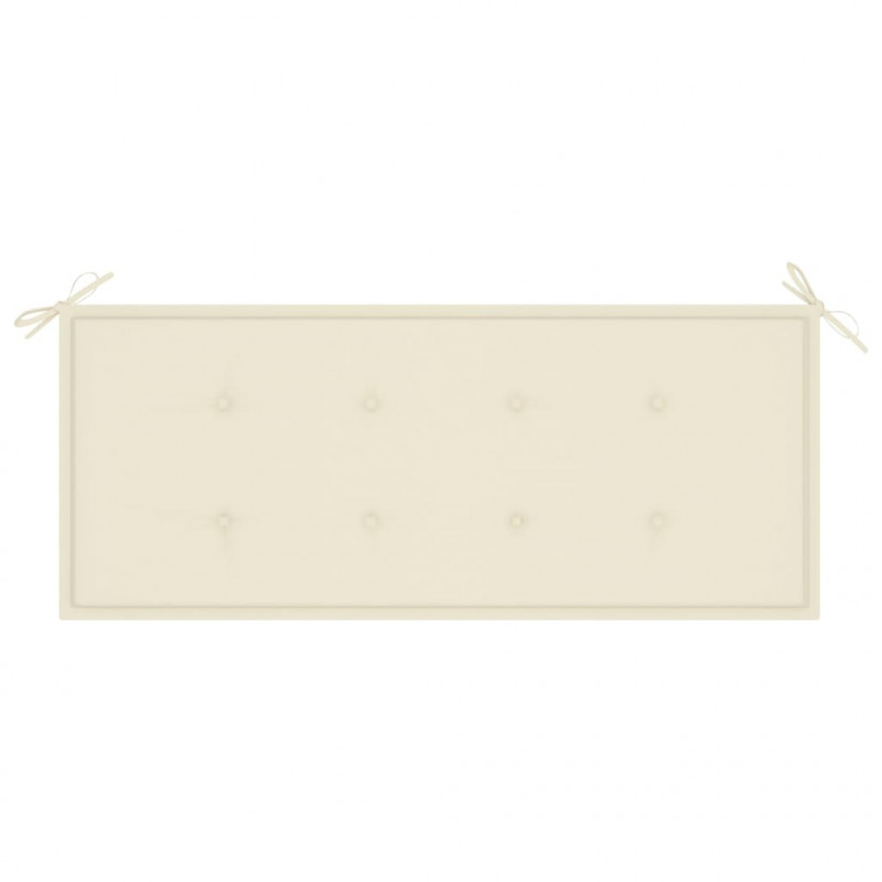 Ławka Batavia z kremową poduszką, 120 cm, lite drewno tekowe