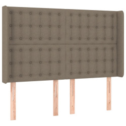 Zagłówek do łóżka z LED, taupe, 147x16x118/128 cm, tkanina