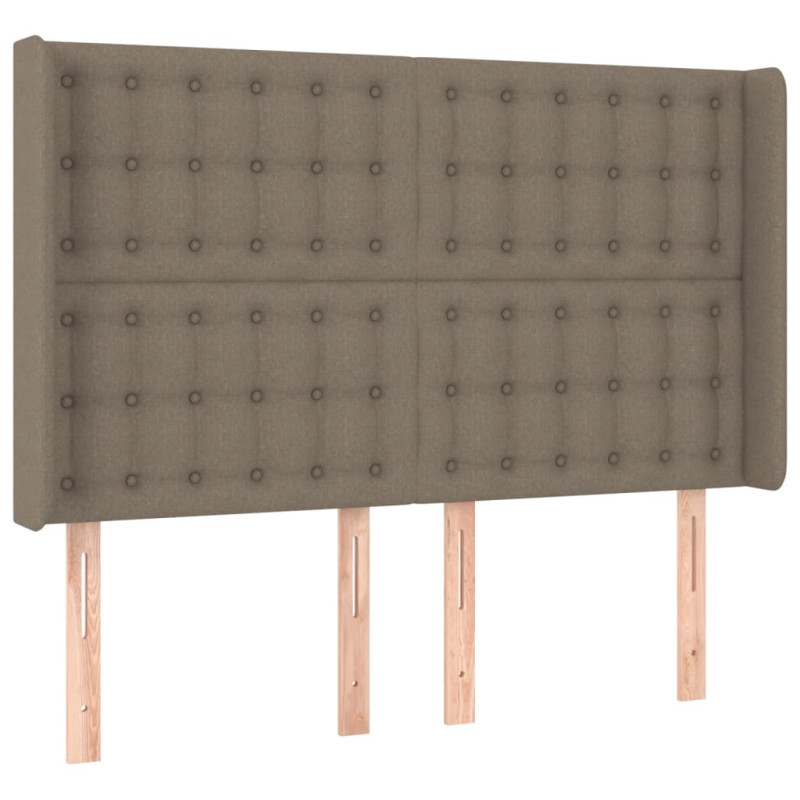 Zagłówek do łóżka z LED, taupe, 147x16x118/128 cm, tkanina