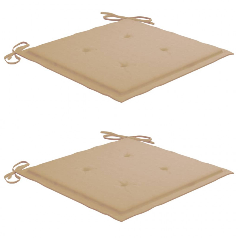 Fotel bujany z beżową poduszką, lite drewno tekowe