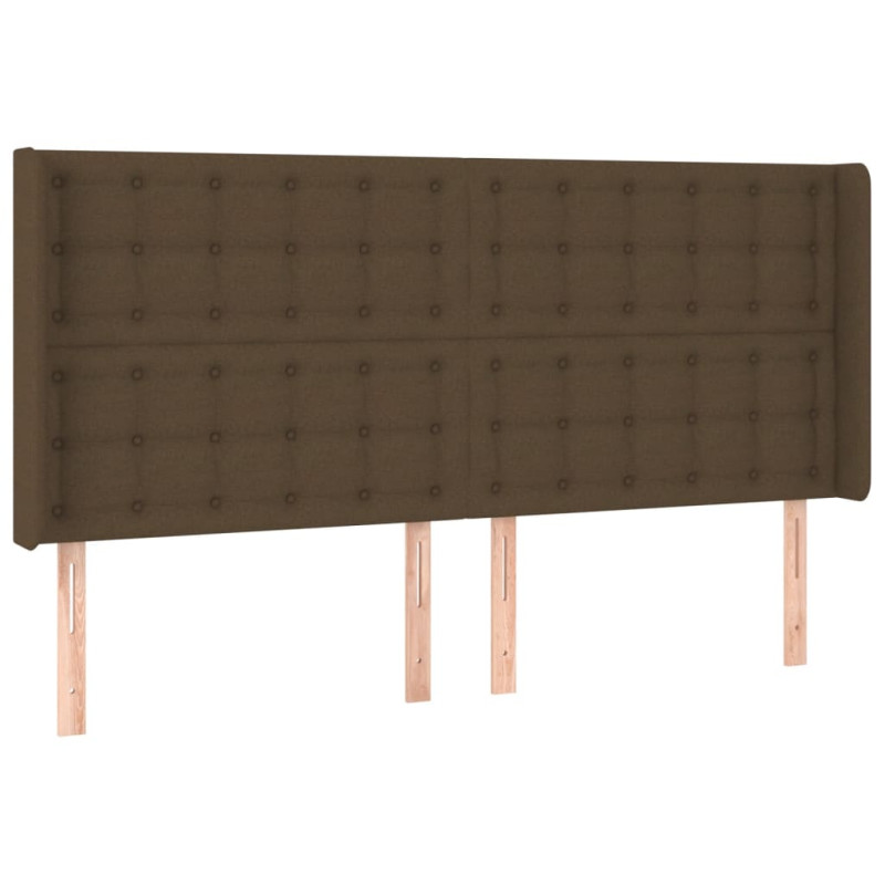 Zagłówek do łóżka z LED ciemnobrązowy 183x16x118/128 cm tkanina