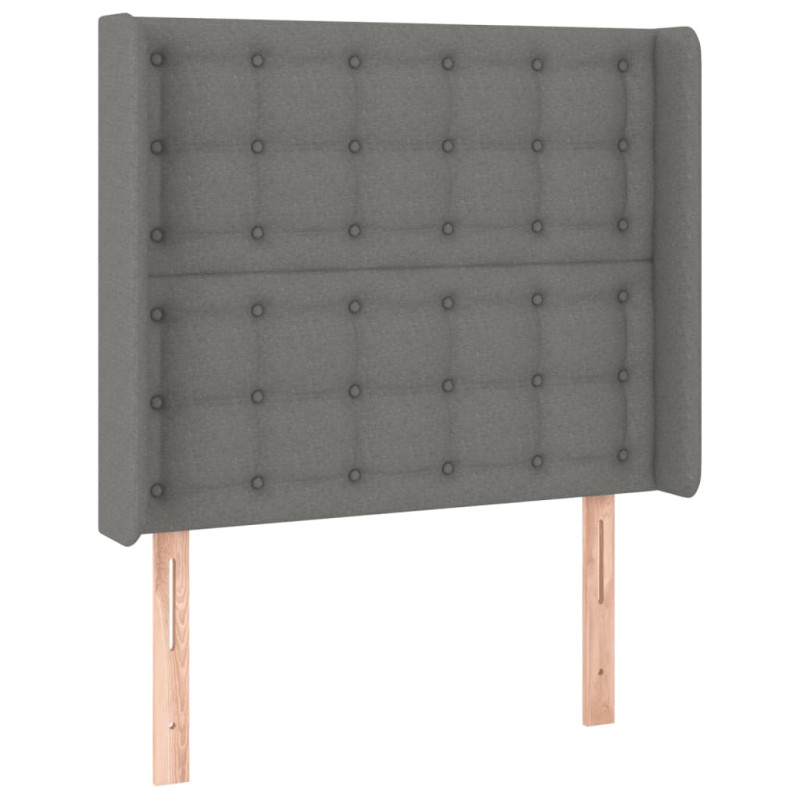 Zagłówek do łóżka z LED, ciemnoszary, 103x16x118/128cm, tkanina