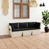 Ogrodowa sofa 3-osobowa z palet, z poduszkami, drewno świerkowe