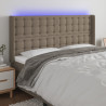 Zagłówek do łóżka z LED, taupe, 203x16x118/128 cm, tkanina