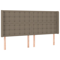 Zagłówek do łóżka z LED, taupe, 203x16x118/128 cm, tkanina