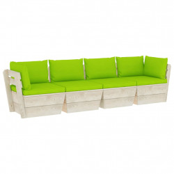Ogrodowa sofa 4-osobowa z palet, z poduszkami, drewno świerkowe