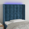 Zagłówek do łóżka z LED ciemnoniebieski 93x16x118/128cm aksamit
