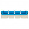 Ogrodowa sofa 4-osobowa z palet, z poduszkami, drewno świerkowe