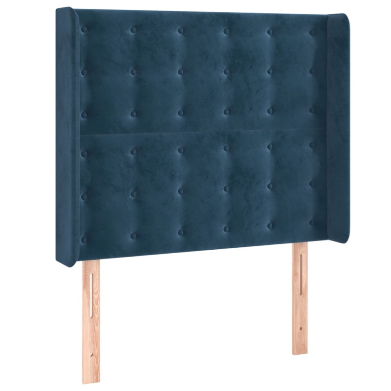 Zagłówek do łóżka z LED ciemnoniebieski 93x16x118/128cm aksamit
