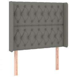 Zagłówek do łóżka z LED, ciemnoszary, 103x16x118/128cm, tkanina