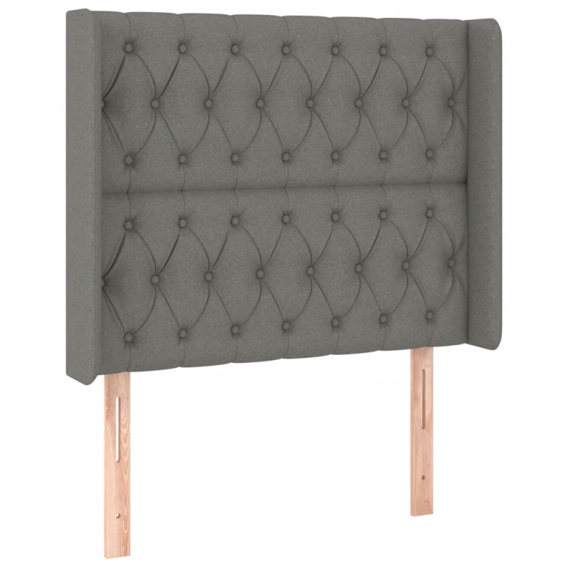 Zagłówek do łóżka z LED, ciemnoszary, 103x16x118/128cm, tkanina