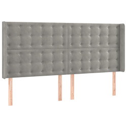 Zagłówek do łóżka z LED, jasnoszary, 163x16x118/128 cm, aksamit
