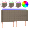 Zagłówek do łóżka z LED, taupe, 163x16x118/128 cm, tkanina