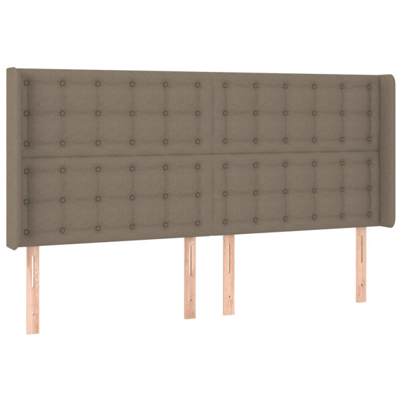 Zagłówek do łóżka z LED, taupe, 163x16x118/128 cm, tkanina