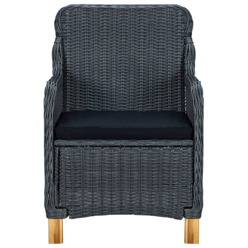 7-cz. zestaw mebli ogrodowych, poduszki, rattan PE, ciemnoszary