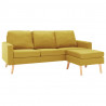 3-osobowa sofa z podnóżkiem, żółta, tapicerowana tkaniną