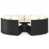 9-częściowa sofa ogrodowa z poduszkami, rattan PE, czarna