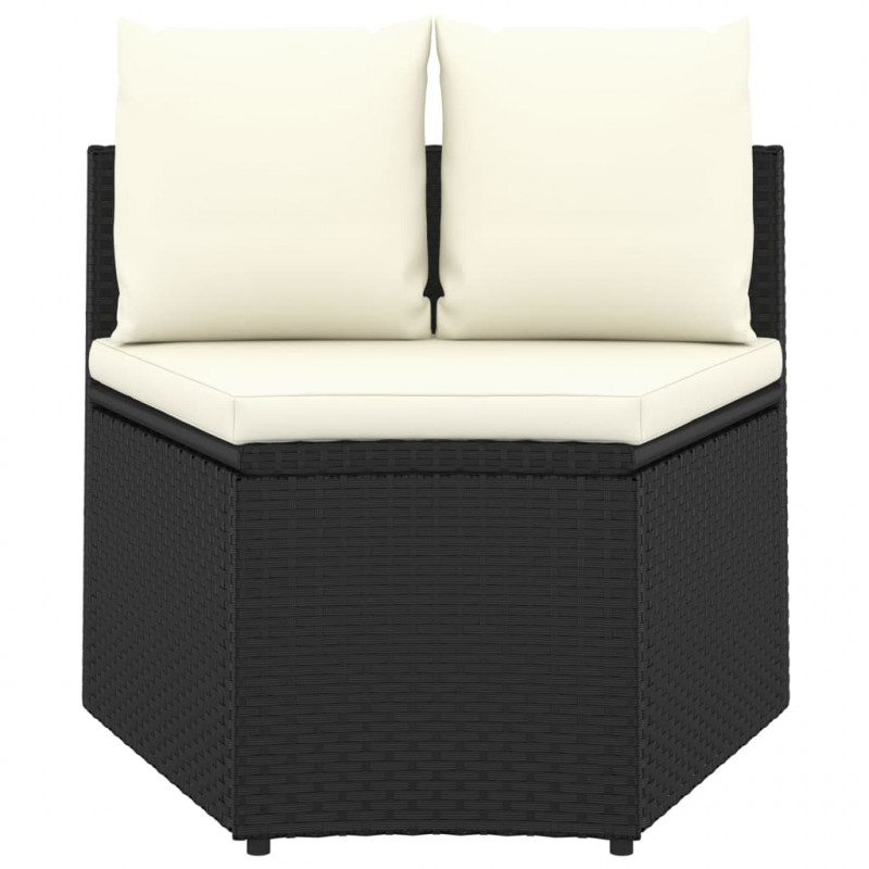 9-częściowa sofa ogrodowa z poduszkami, rattan PE, czarna
