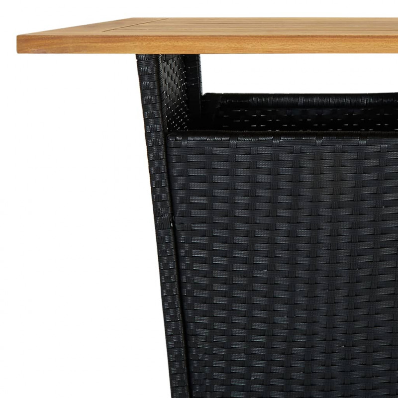 5-cz. zestaw barowy do ogrodu, z poduszkami, rattan PE, czarny
