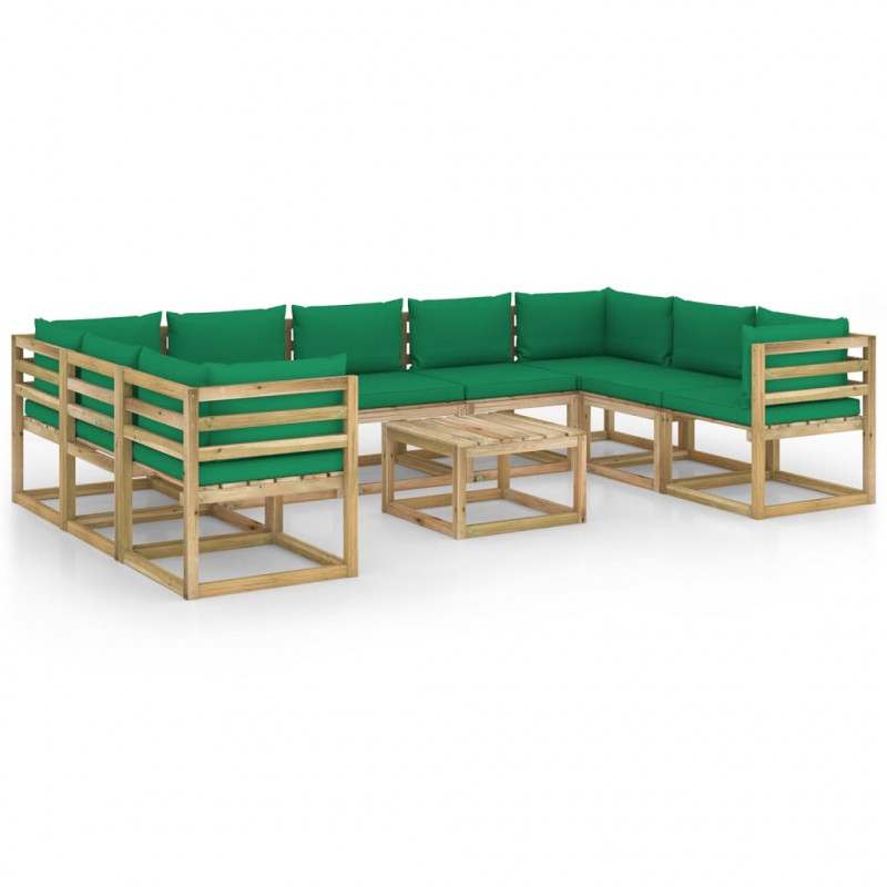 10-cz. zestaw mebli do ogrodu z poduszkami, impregnowana sosna