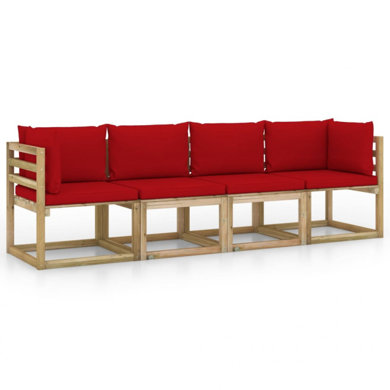 4-osobowa sofa z czerwonymi poduszkami