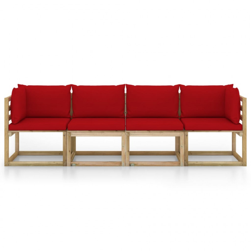 4-osobowa sofa z czerwonymi poduszkami