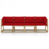 4-osobowa sofa z czerwonymi poduszkami