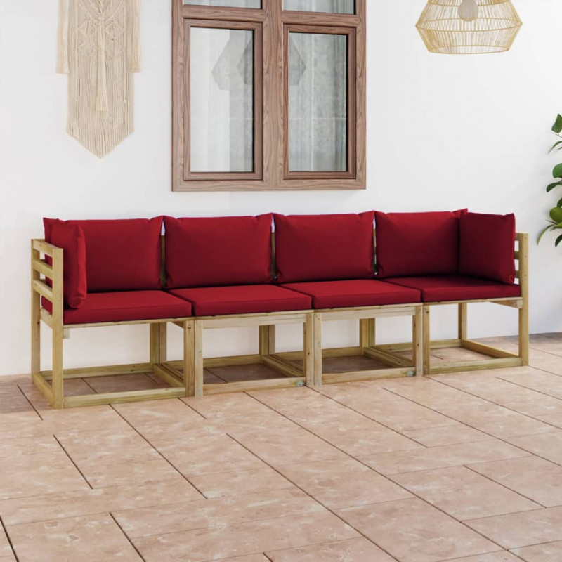 4-osobowa sofa z poduszkami w kolorze czerwonego wina