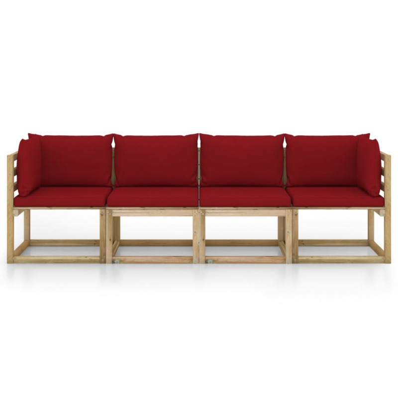 4-osobowa sofa z poduszkami w kolorze czerwonego wina