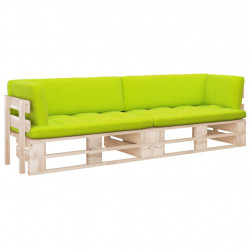 Sofa 2-os. z palet, z poduszkami, impregnowane drewno sosnowe